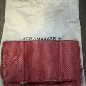 BCBGeneration Pink Textured/distressed snake print  Clutch